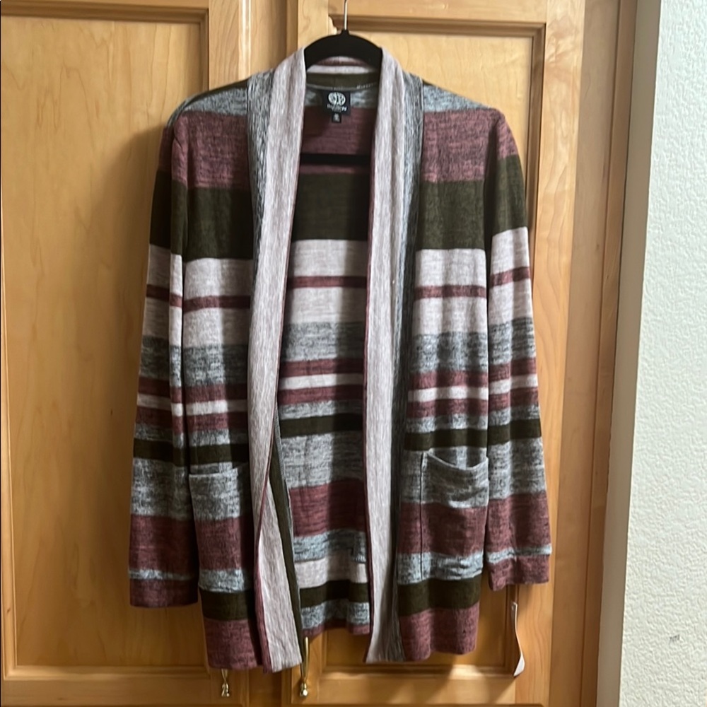 Bobeau Striped Multicolor Cardigan Sweater